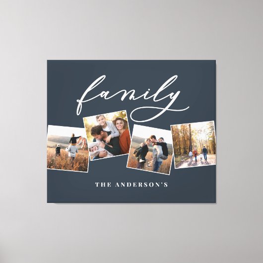 モダンエレガントミニマル写真パーソナライズされたコラージュ キャンバスプリント (正面)