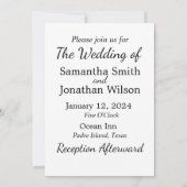 モダンエレガントミニマル写真結婚の 招待状 (裏面)