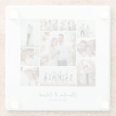 モダンエレガントミニマル写真結婚コラージュ ガラスコースター (裏面)