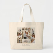 モダンエレガントミニマル写真結婚コラージュ ラージトートバッグ (正面)