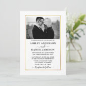 モダンエレガントミニマル写真結婚BW 招待状 (スタンド正面)