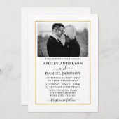 モダンエレガントミニマル写真結婚BW 招待状 (正面/裏面)