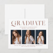 モダンエレガントミニマル卒業三枚写真 インビテーションポストカード (正面/裏面)