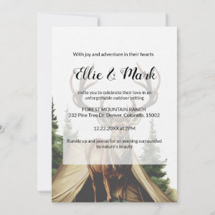 モダンエレガントミニマル山結婚鹿 招待状