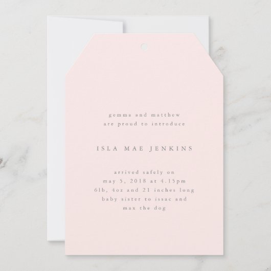 モダンエレガントミニマル植物写真生まれたばかりの 案内状 (裏面)