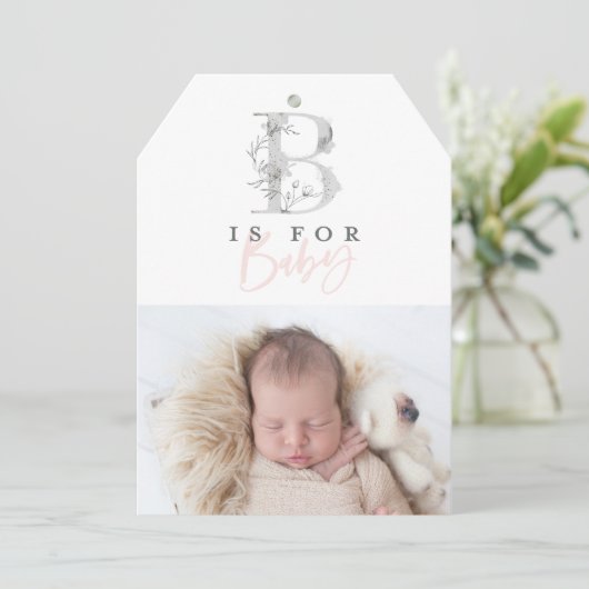 モダンエレガントミニマル植物写真生まれたばかりの 案内状 (スタンド正面)