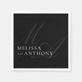モダンエレガントミニマル白黒結婚ズ スタンダードカクテルナプキン (正面)