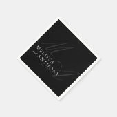 モダンエレガントミニマル白黒結婚ズ スタンダードカクテルナプキン (角)