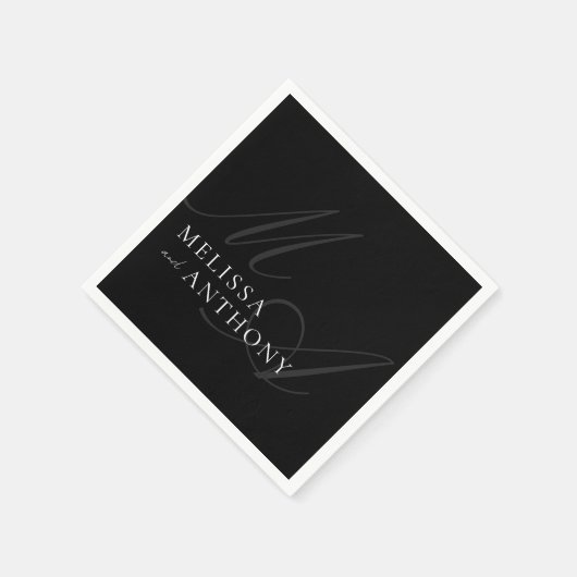 モダンエレガントミニマル白黒結婚ズ スタンダードカクテルナプキン (角)