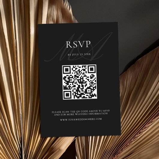 モダンエレガントミニマル白黒結婚ズ 出欠カード