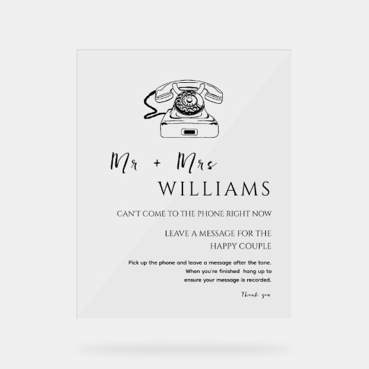 モダンエレガントミニマル結婚音声ゲストブック アクリルサイン (正面)