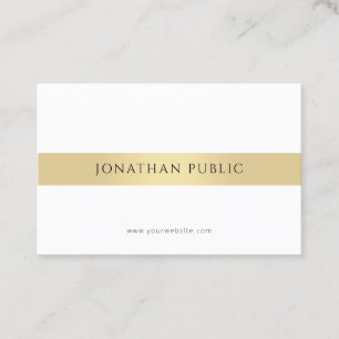 モダンエレガントミニマル金ゴールド白テンプレート 名刺