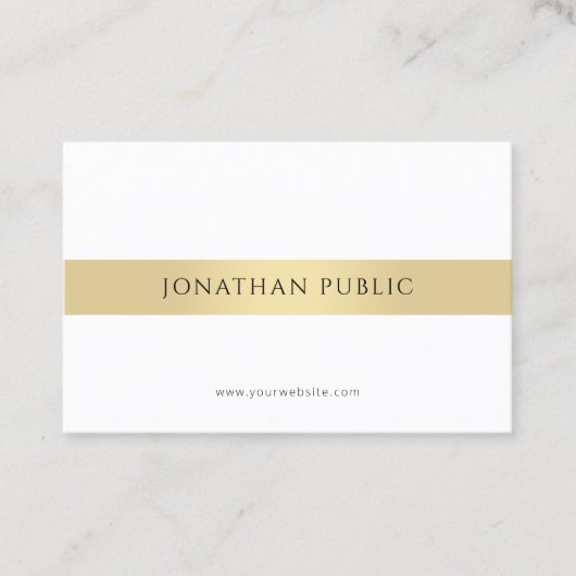 モダンエレガントミニマル金ゴールド白テンプレート 名刺 (正面)