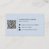 モダンエレガントミニマル青シンプルアーチ写真 名刺 (裏面)