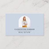 モダンエレガントミニマル青シンプルアーチ写真 名刺 (正面)