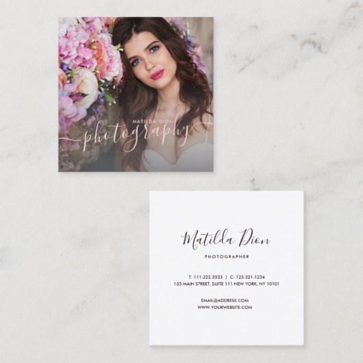 モダンエレガントミニマル&シンプルP写真 スクエア名刺 (正面/裏面)