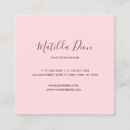 モダンエレガントミニマル&シンプルP写真 スクエア名刺 (裏面)