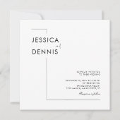 モダンエレガントミニマルB&Wスクエア結婚ズ 招待状 (正面)