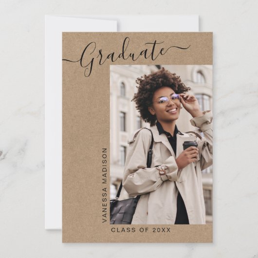 モダンエレガントミニマルKraft 1写真卒業 案内状 (正面)