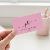 モダンエレガントミニマルPink Monogram QRコード 名刺