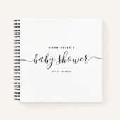 モダンエレガントミニマルScript Baby Shower Guest ノートブック (正面)