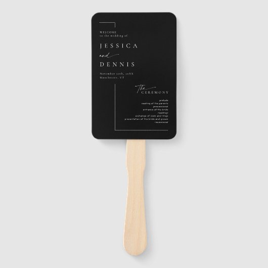 モダンエレガントミニマルScript Chic結婚式 プログラム ハンドファン (正面)
