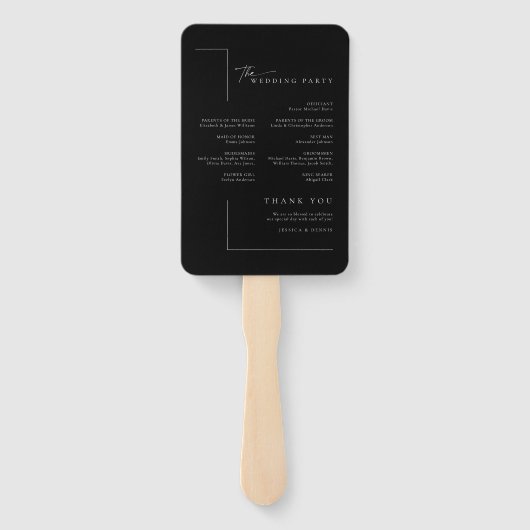 モダンエレガントミニマルScript Chic結婚式 プログラム ハンドファン (裏面)