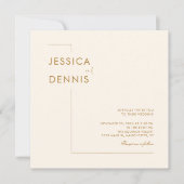 モダンエレガントミニマルScript Copper Square Wedd 招待状 (正面)