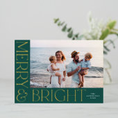 モダンエレガントメリーBright 1 Photo Green金ゴールド 箔シーズンカード (立ち正面)