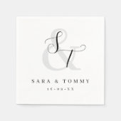 モダンエレガントモノグラムのシンプル結婚s スタンダードカクテルナプキン (正面)