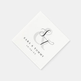 モダンエレガントモノグラムのシンプル結婚s スタンダードカクテルナプキン