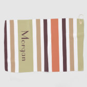 モダンエレガントモノグラムのストライプカラフル2 ゴルフタオル (横)