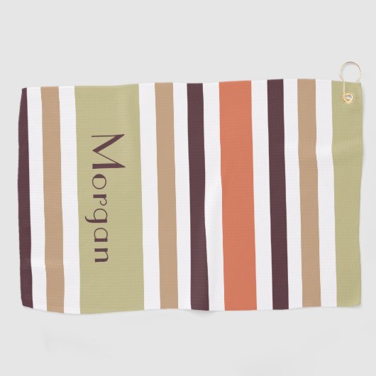 モダンエレガントモノグラムのストライプカラフル2 ゴルフタオル (横)