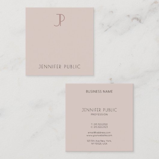 モダンエレガントモノグラムのテンプレート スクエア名刺 (正面/裏面)