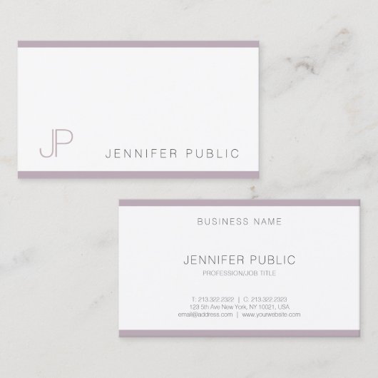 モダンエレガントモノグラムのデザインシンプルプレーン 名刺 (正面/裏面)