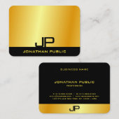 モダンエレガントモノグラムのフェイク金ゴールドテンプレート 名刺 (正面/裏面)