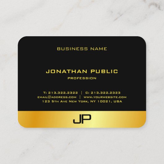 モダンエレガントモノグラムのフェイク金ゴールドテンプレート 名刺 (裏面)