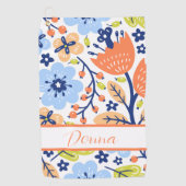 モダンエレガントモノグラムのフローラ ゴルフタオル (正面)