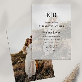 モダンエレガントモノグラムカスタムの写真結婚s 招待状