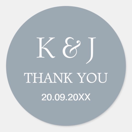 モダンエレガントモノグラムサンキュー結婚式の引き出物 ラウンドシール (正面)