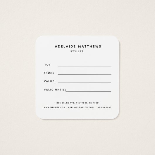 モダンエレガントモノグラムブラックギフトカード (裏面)