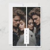 モダンエレガントモノグラム結婚写真 招待状 (正面)