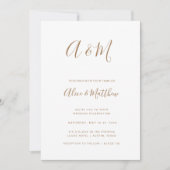 モダンエレガントモノグラ結婚ム金ゴールド 招待状 (正面)