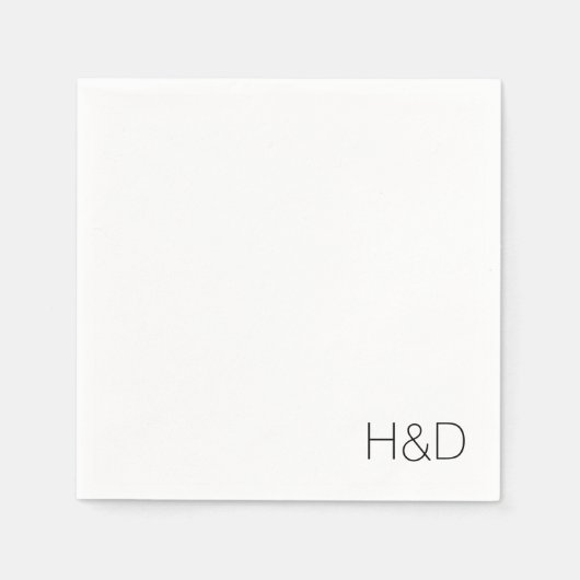 モダンエレガントモノグ結婚ラシンプルム スタンダードカクテルナプキン (正面)