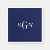 モダンエレガントモノグ結婚ラシンプルム スタンダードカクテルナプキン (正面)