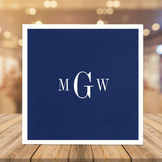 モダンエレガントモノグ結婚ラシンプルム スタンダードカクテルナプキン
