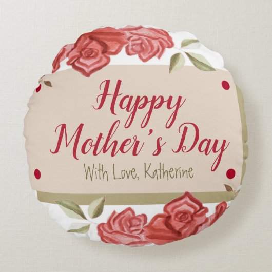 モダンエレガントユニークフローラ母の日 ラウンドクッション (正面)