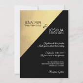 モダンエレガントユニークブラック&ゴールドフォイル結婚ズ 招待状 (正面)