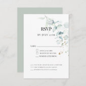 モダンエレガントユーカリの緑の食事の選択 出欠カード (正面/裏面)