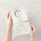 モダンエレガントユーカリ結婚の オールインワン招待状 (貼ってはがせる)